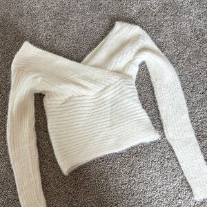 Elegant Cream Off-Shoulder Sweater